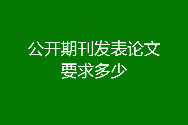 公开期刊发表论文要求多少