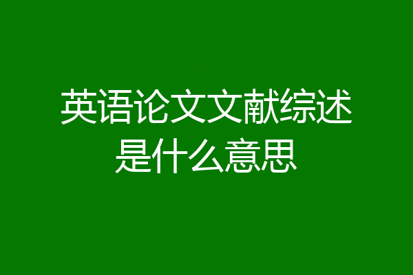 英语论文文献综述是什么意思