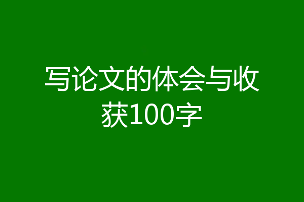 写论文的体会与收获100字