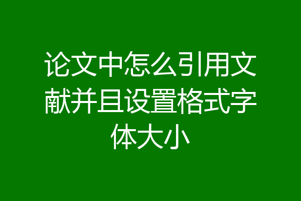 论文中怎么引用文献并且设置格式字体大小