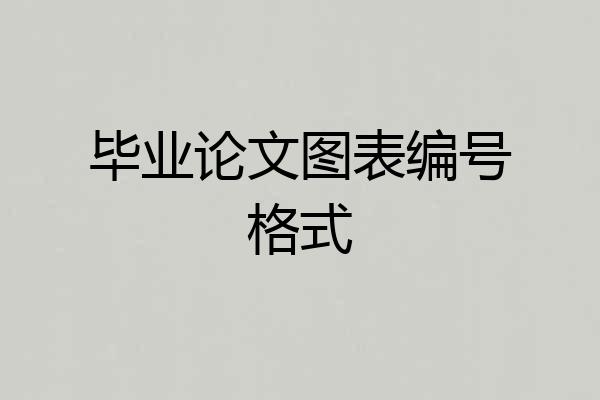 毕业论文图表编号格式