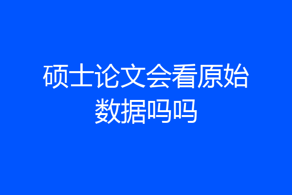 硕士论文会看原始数据吗吗