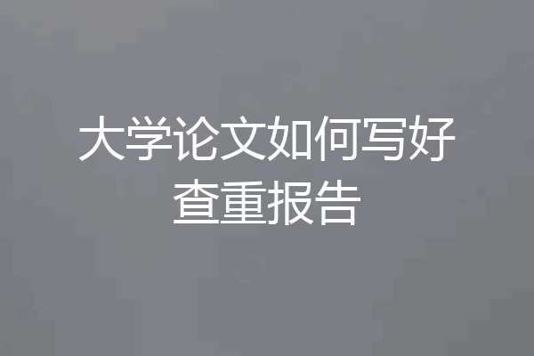大学论文如何写好查重报告