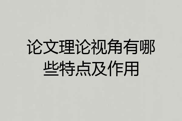 论文理论视角有哪些特点及作用