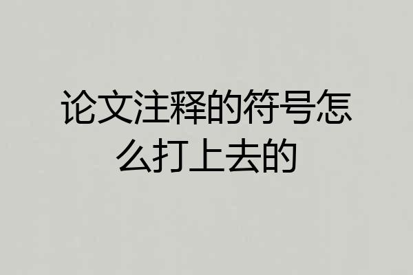 论文注释的符号怎么打上去的