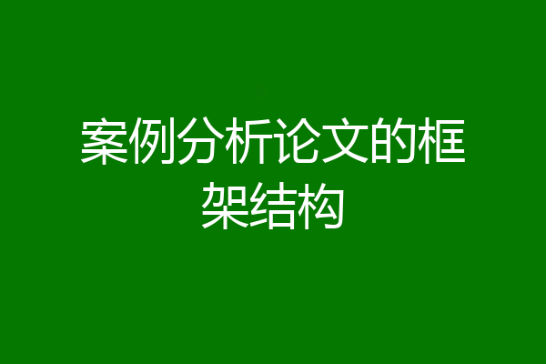 案例分析论文的框架结构