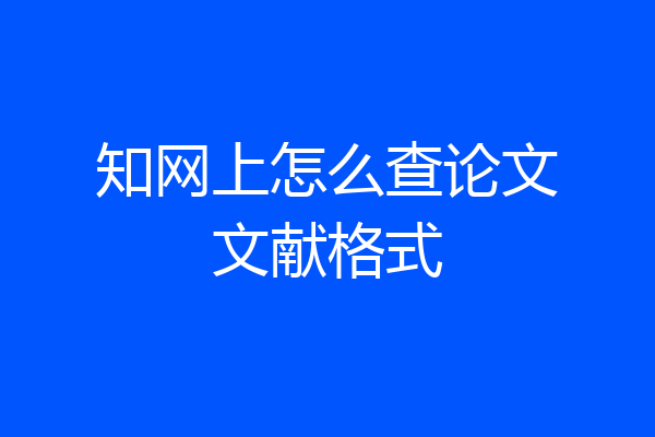 知网上怎么查论文文献格式