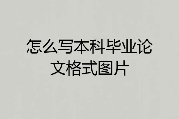 怎么写本科毕业论文格式图片