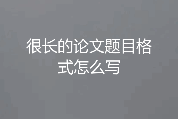 很长的论文题目格式怎么写