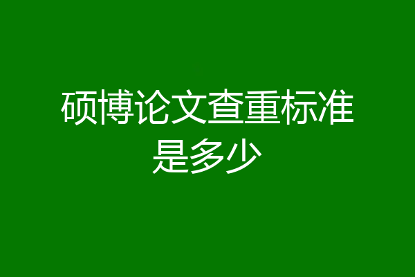 硕博论文查重标准是多少
