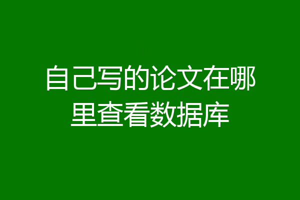 自己写的论文在哪里查看数据库