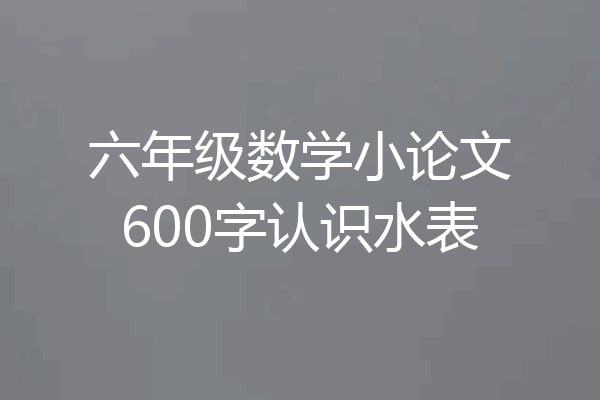 六年级数学小论文600字认识水表