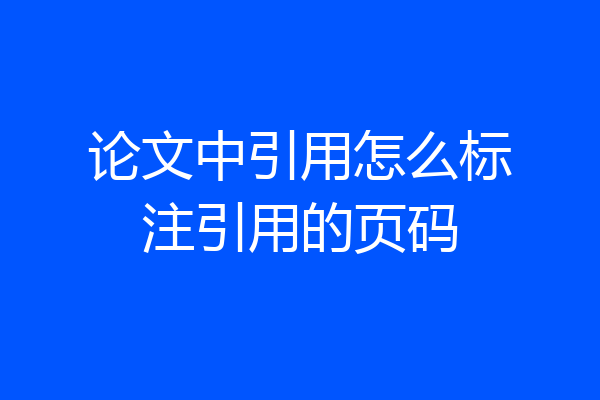 论文中引用怎么标注引用的页码