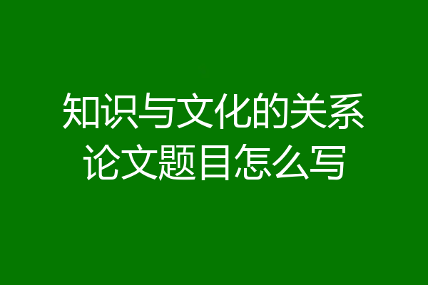 知识与文化的关系论文题目怎么写