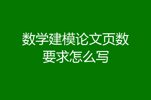 数学建模论文页数要求怎么写