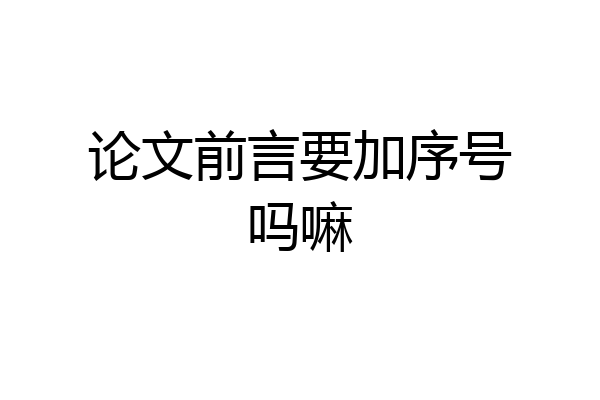 论文前言要加序号吗嘛
