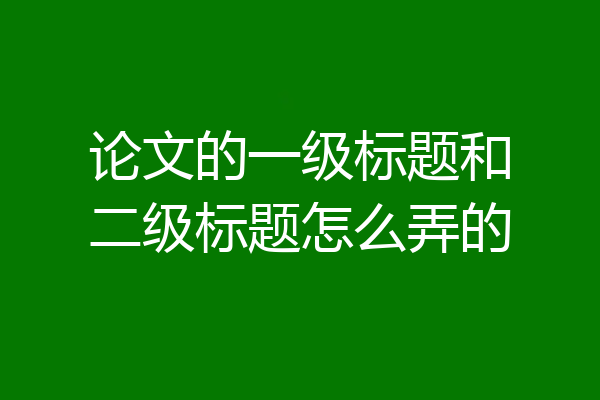 论文的一级标题和二级标题怎么弄的
