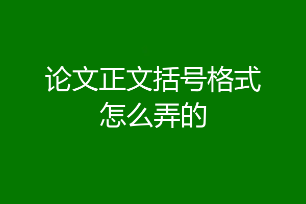 论文正文括号格式怎么弄的