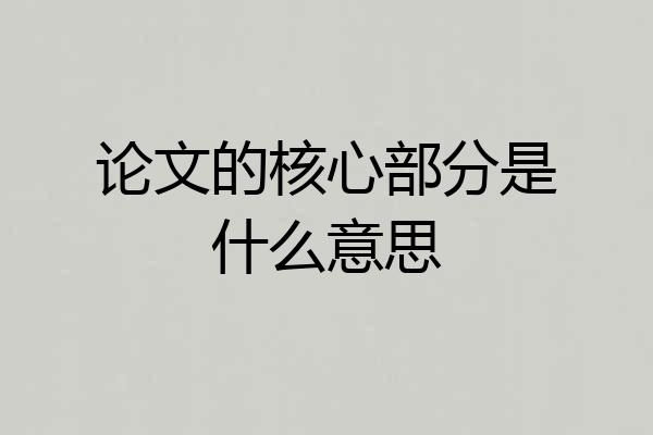 论文的核心部分是什么意思