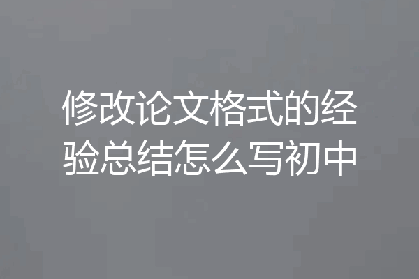 修改论文格式的经验总结怎么写初中