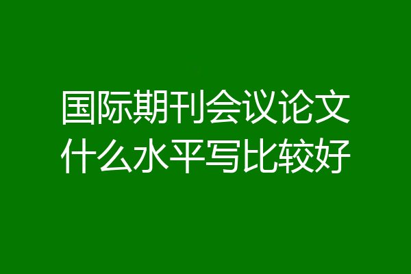 国际期刊会议论文什么水平写比较好