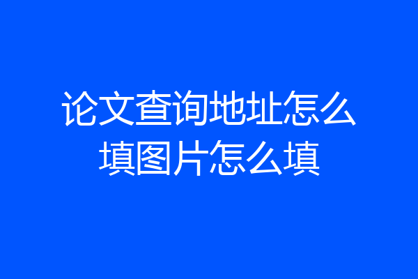 论文查询地址怎么填图片怎么填