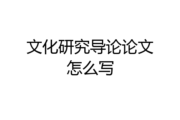文化研究导论论文怎么写