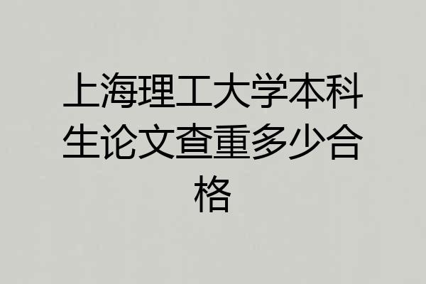 上海理工大学本科生论文查重多少合格