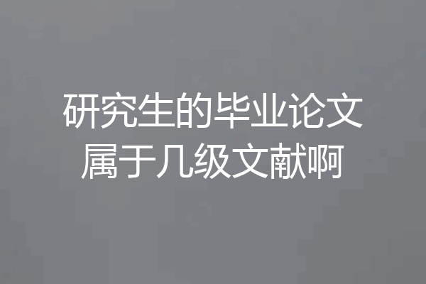 研究生的毕业论文属于几级文献啊