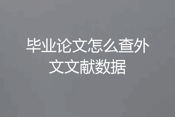毕业论文怎么查外文文献数据