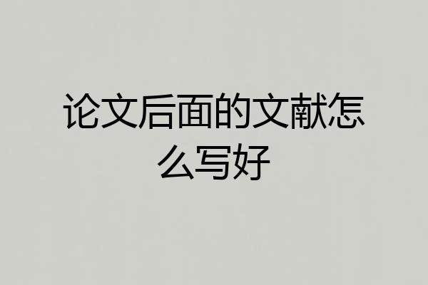 论文后面的文献怎么写好