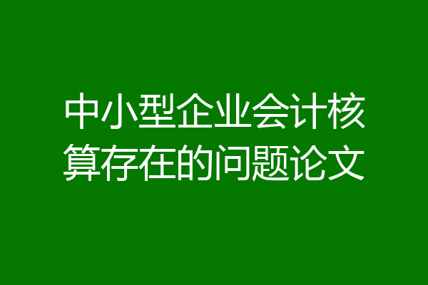 中小型企业会计核算存在的问题论文