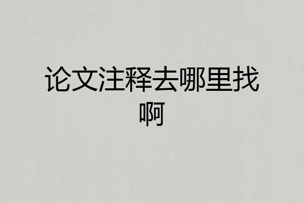 论文注释去哪里找啊