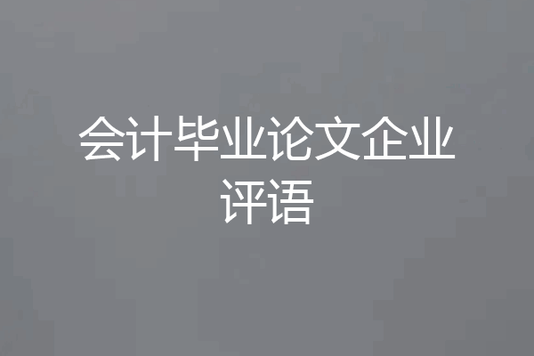 会计毕业论文企业评语