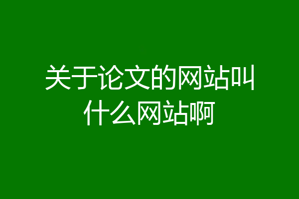 关于论文的网站叫什么网站啊
