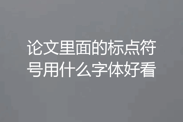 论文里面的标点符号用什么字体好看