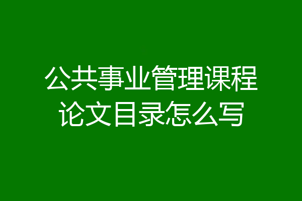 公共事业管理课程论文目录怎么写