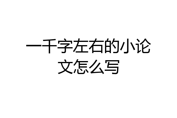 一千字左右的小论文怎么写