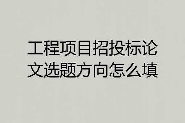 工程项目招投标论文选题方向怎么填