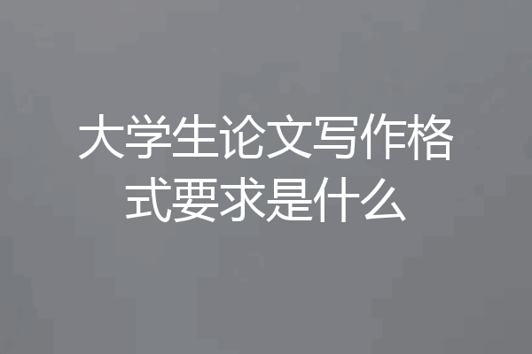 大学生论文写作格式要求是什么
