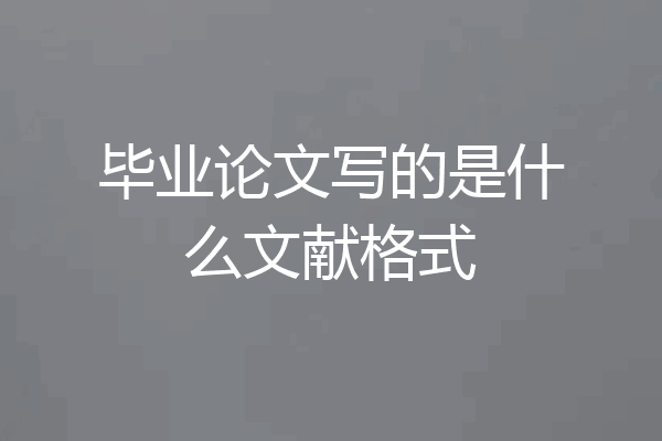 毕业论文写的是什么文献格式