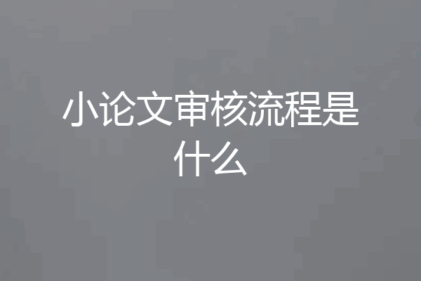小论文审核流程是什么