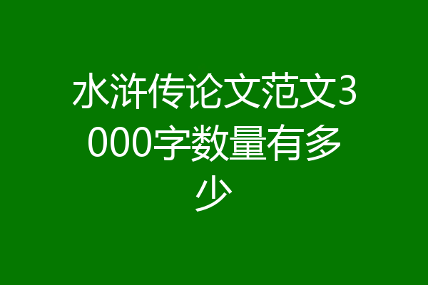 水浒传论文范文3000字数量有多少