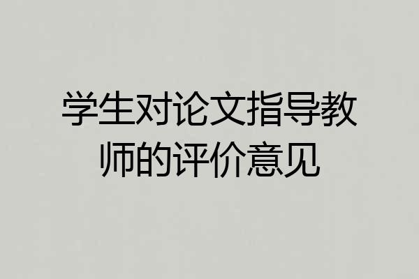学生对论文指导教师的评价意见