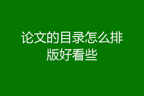 论文的目录怎么排版好看些