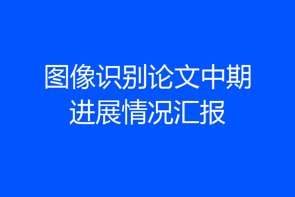 图像识别论文中期进展情况汇报