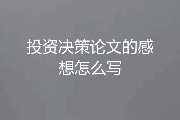 投资决策论文的感想怎么写