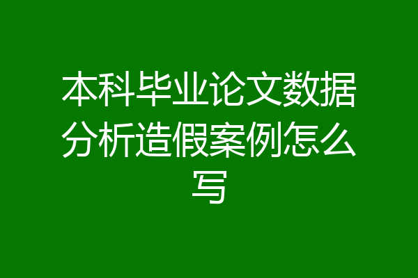本科毕业论文数据分析造假案例怎么写