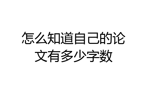 怎么知道自己的论文有多少字数