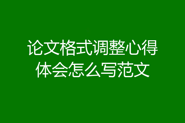 论文格式调整心得体会怎么写范文